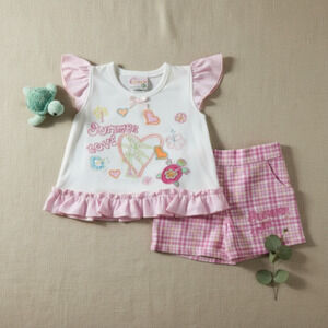 New Baby Girl outfit set Shirt and Shorts Size 3 6 months